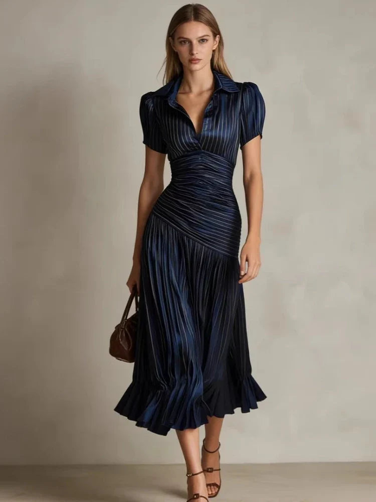 ELENA | VESTIDO CAMISERO A RAYAS DE CORTE EN A